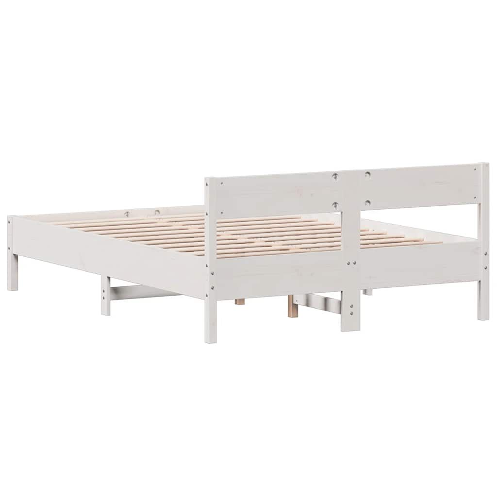 vidaXL Rama łóżka bez materaca, biała, 140x200 cm, lite drewno sosnowe