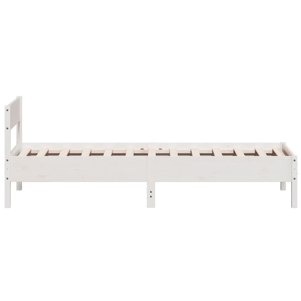 vidaXL Rama łóżka bez materaca, biała, 100x200 cm, lite drewno sosnowe