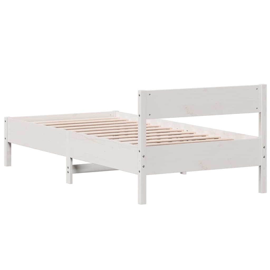 vidaXL Rama łóżka bez materaca, biała, 100x200 cm, lite drewno sosnowe