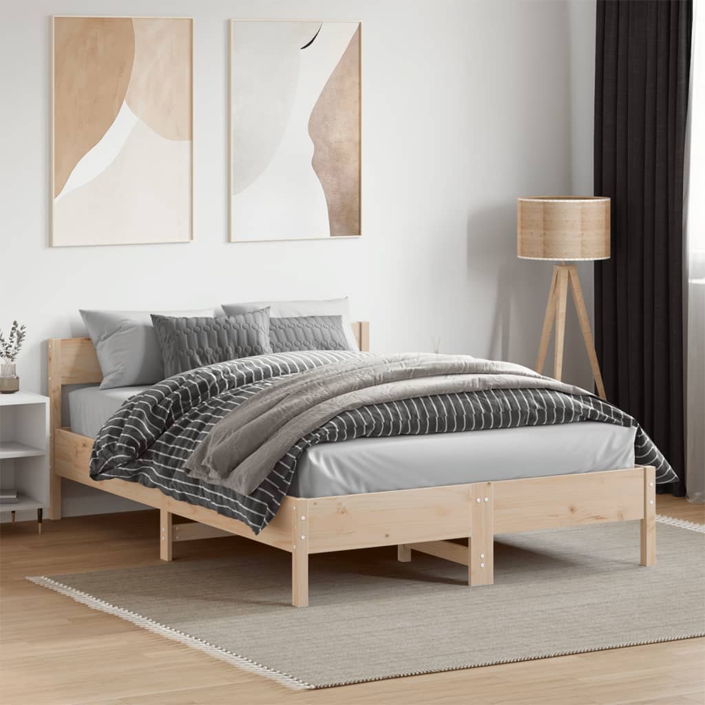 vidaXL Rama łóżka bez materaca, 140x190 cm, lite drewno sosnowe