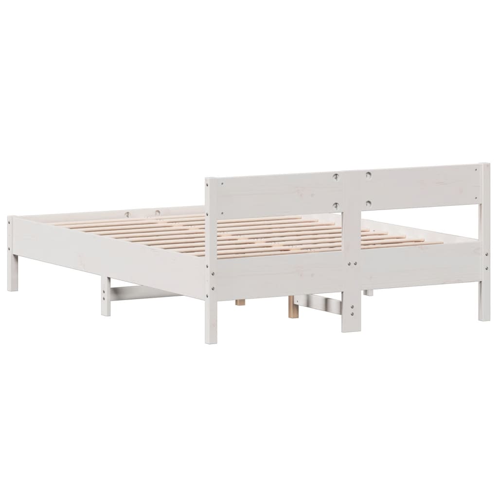 vidaXL Rama łóżka bez materaca, biała, 140x190 cm, lite drewno sosnowe