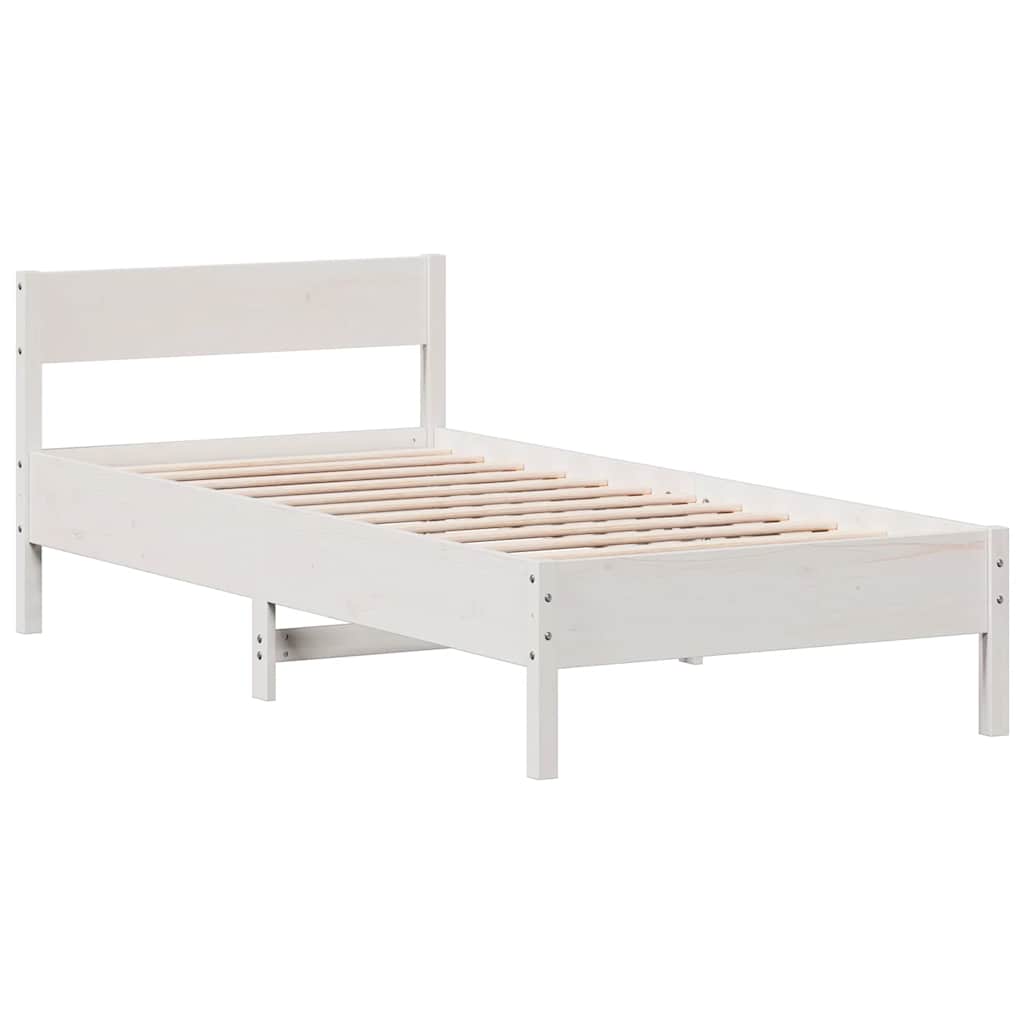 vidaXL Rama łóżka bez materaca, biała, 90x190 cm, lite drewno sosnowe