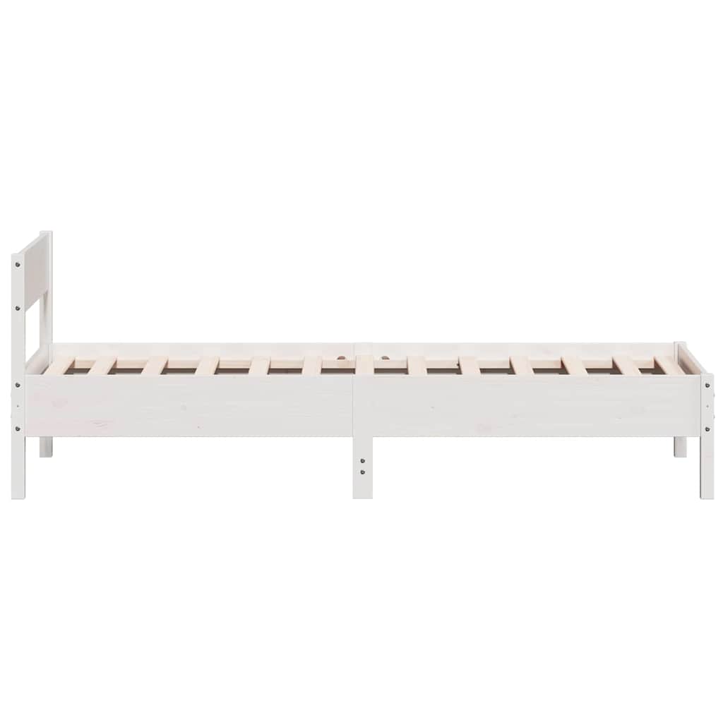 vidaXL Rama łóżka bez materaca, biała, 90x190 cm, lite drewno sosnowe