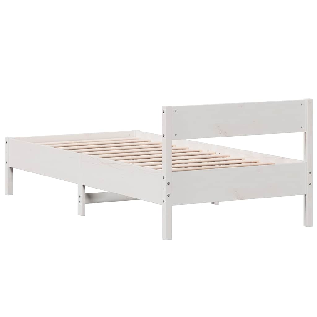 vidaXL Rama łóżka bez materaca, biała, 90x190 cm, lite drewno sosnowe