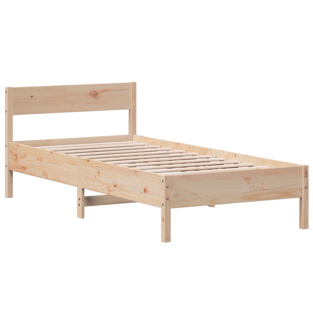 vidaXL Rama łóżka bez materaca, 75x190 cm, lite drewno sosnowe