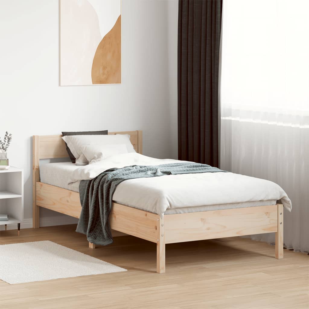 vidaXL Rama łóżka bez materaca, 75x190 cm, lite drewno sosnowe