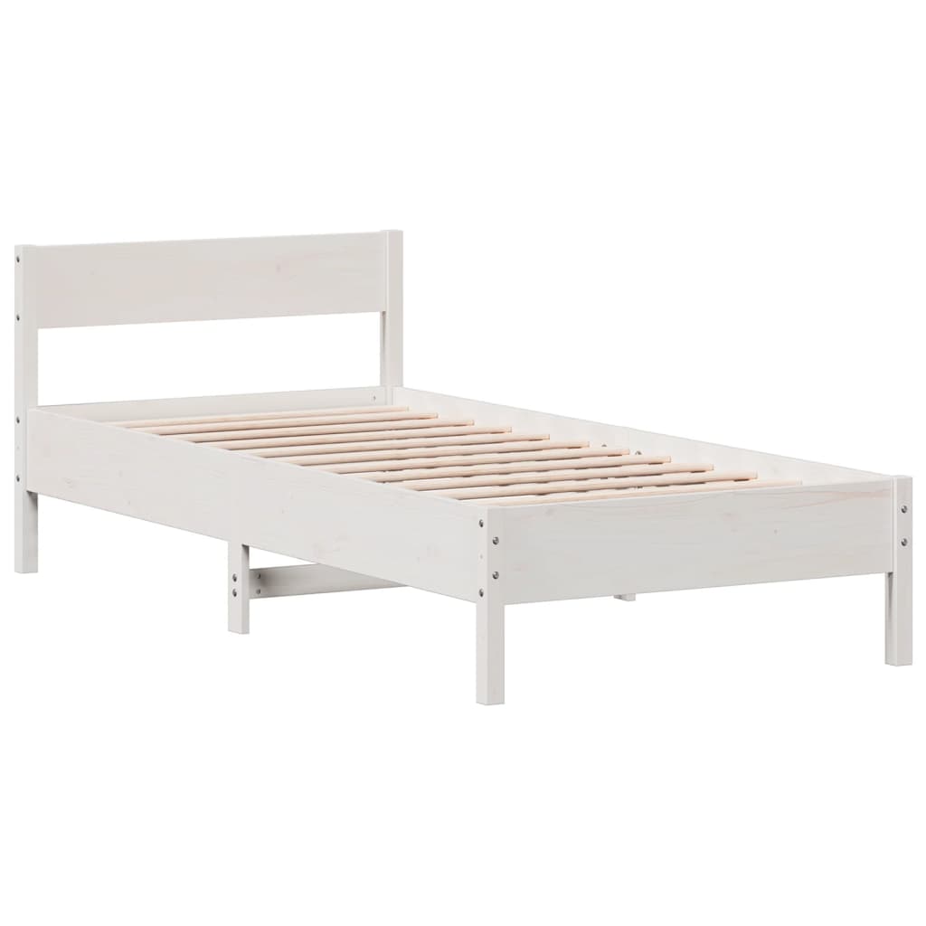 vidaXL Rama łóżka bez materaca, biała, 75x190 cm, lite drewno sosnowe