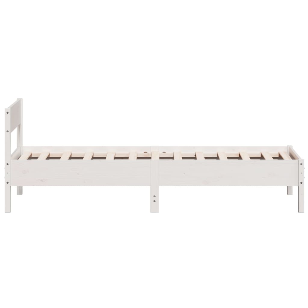 vidaXL Rama łóżka bez materaca, biała, 75x190 cm, lite drewno sosnowe