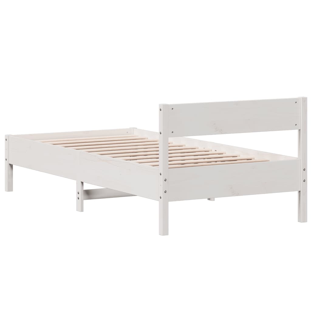 vidaXL Rama łóżka bez materaca, biała, 75x190 cm, lite drewno sosnowe
