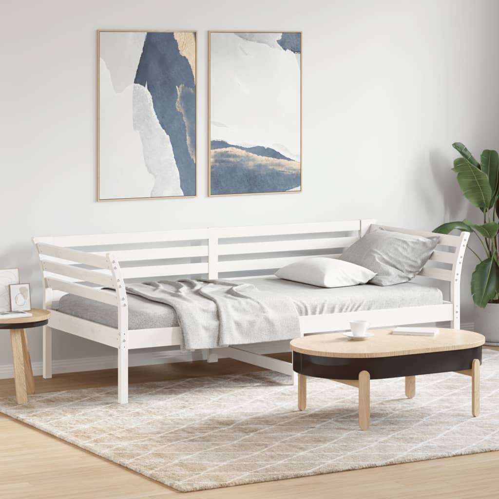 vidaXL Łóżko dzienne bez materaca, białe, 90x200 cm, drewno sosnowe
