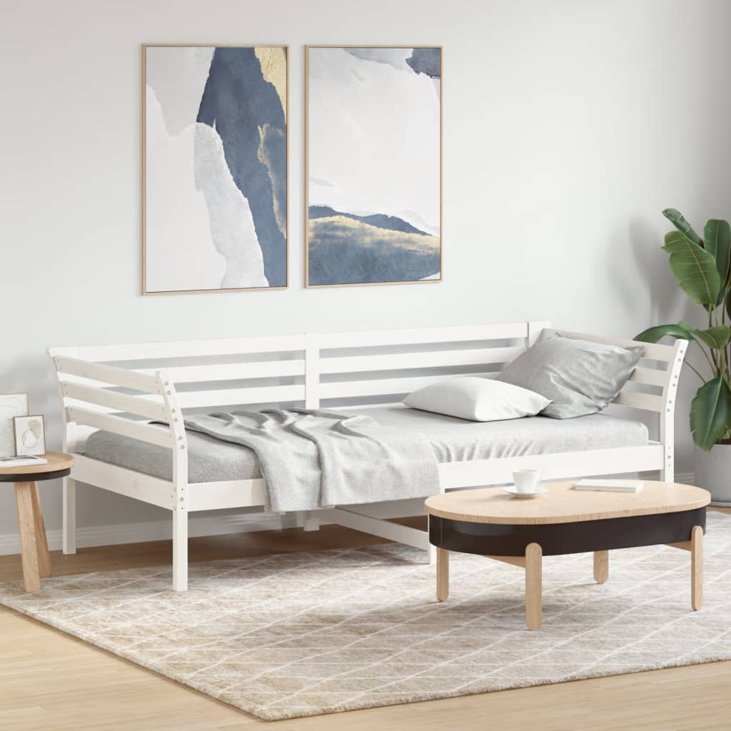 vidaXL Łóżko dzienne bez materaca białe 100x200 cm lite drewno sosnowe