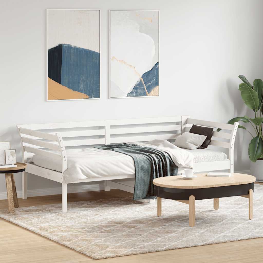 vidaXL Łóżko dzienne bez materaca, białe, 90x190 cm, drewno sosnowe