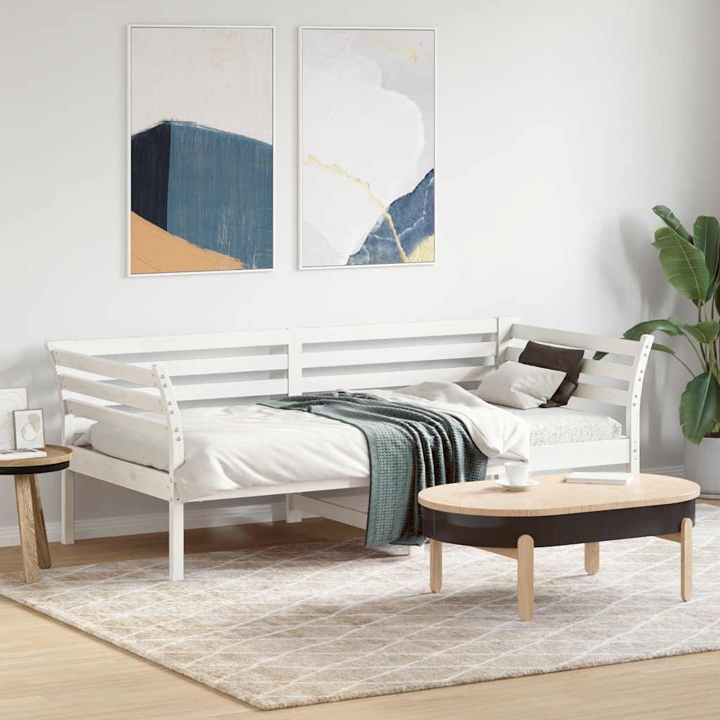 vidaXL Łóżko dzienne bez materaca białe 75x190 cm lite drewno sosnowe