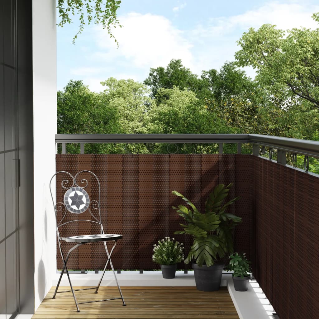 vidaXL Parawan balkonowy, brązowo-czarny, 300x100 cm, polirattan