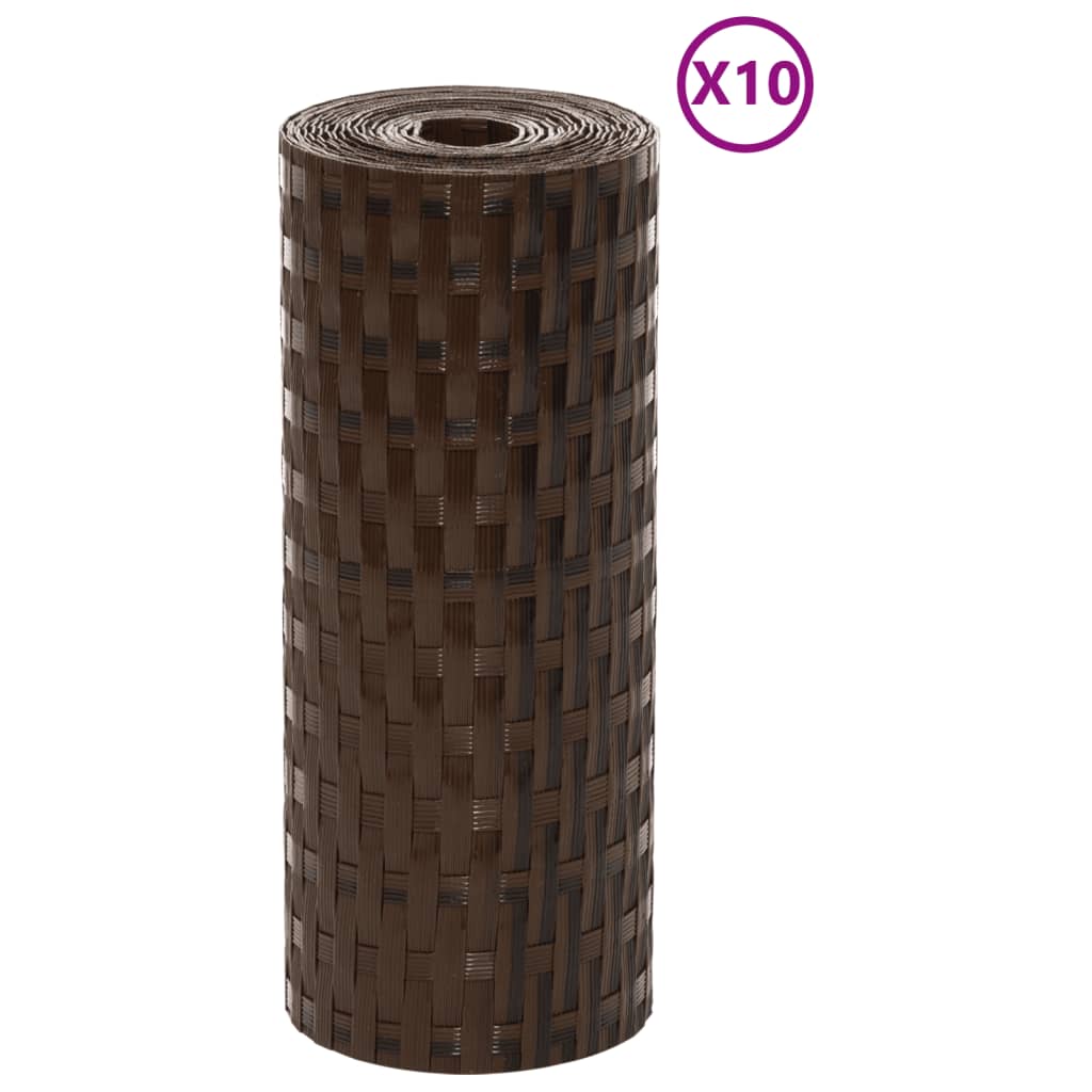 vidaXL Parawany balkonowe, 10 szt., brązowo-czarne, 255x19cm rattan PE