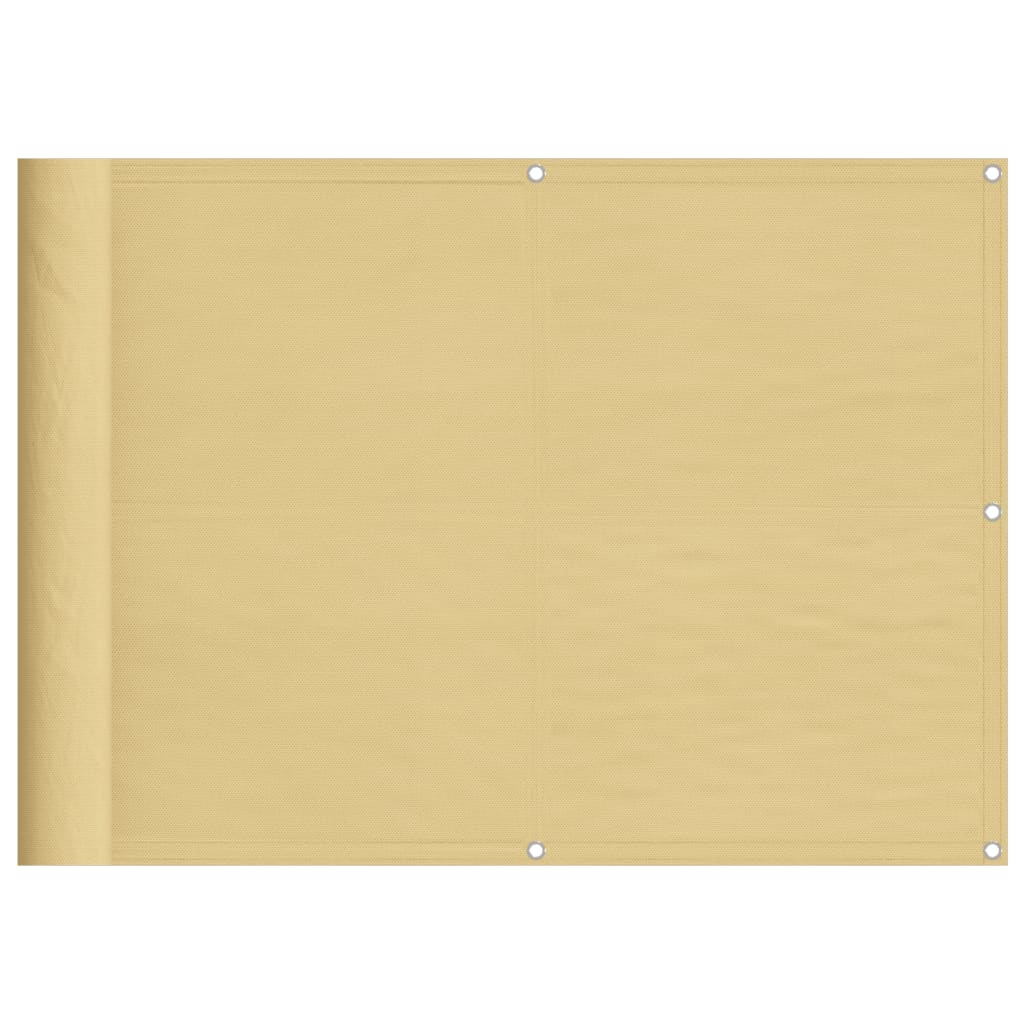 vidaXL Parawan balkonowy, piaskowy, 75x600 cm, 100% poliester Oxford