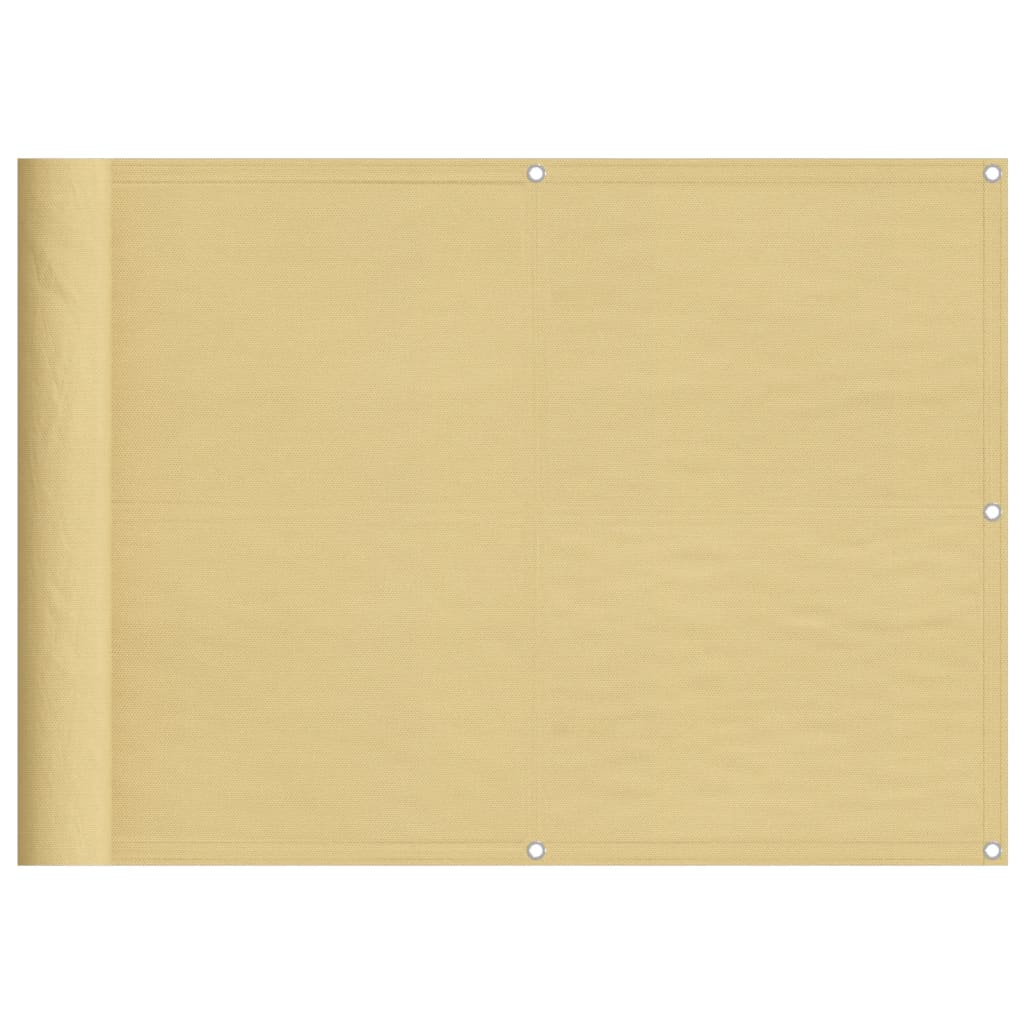 vidaXL Parawan balkonowy, piaskowy, 75x800 cm, 100% poliester Oxford