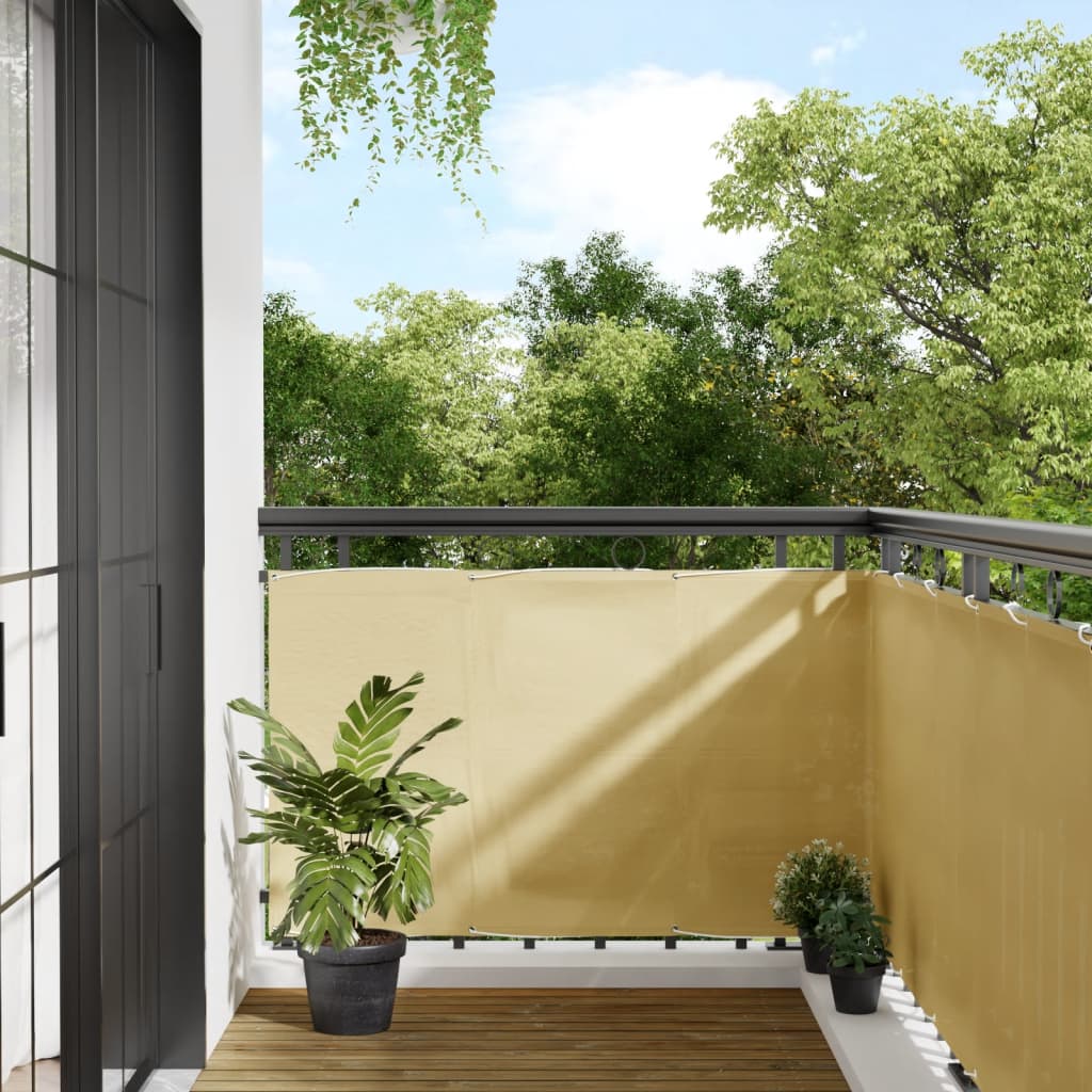 vidaXL Parawan balkonowy, piaskowy, 90x300 cm, 100% poliester Oxford