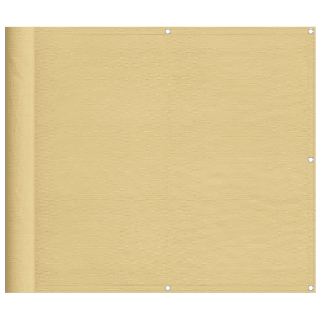 vidaXL Parawan balkonowy, piaskowy, 90x500 cm, 100% poliester Oxford