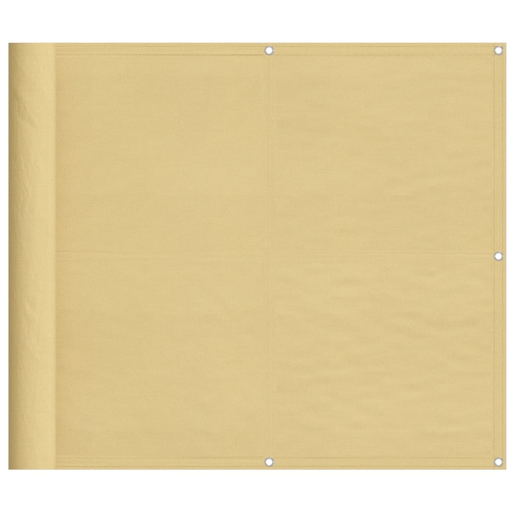 vidaXL Parawan balkonowy, piaskowy, 90x600 cm, 100% poliester Oxford