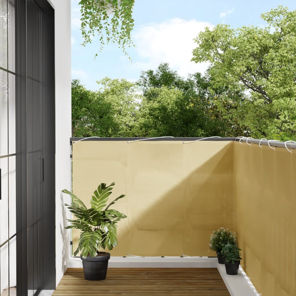 vidaXL Parawan balkonowy, piaskowy, 120x600 cm, 100% poliester Oxford