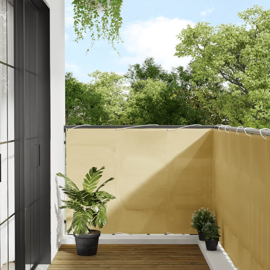 vidaXL Parawan balkonowy, piaskowy, 120x800 cm, 100% poliester Oxford