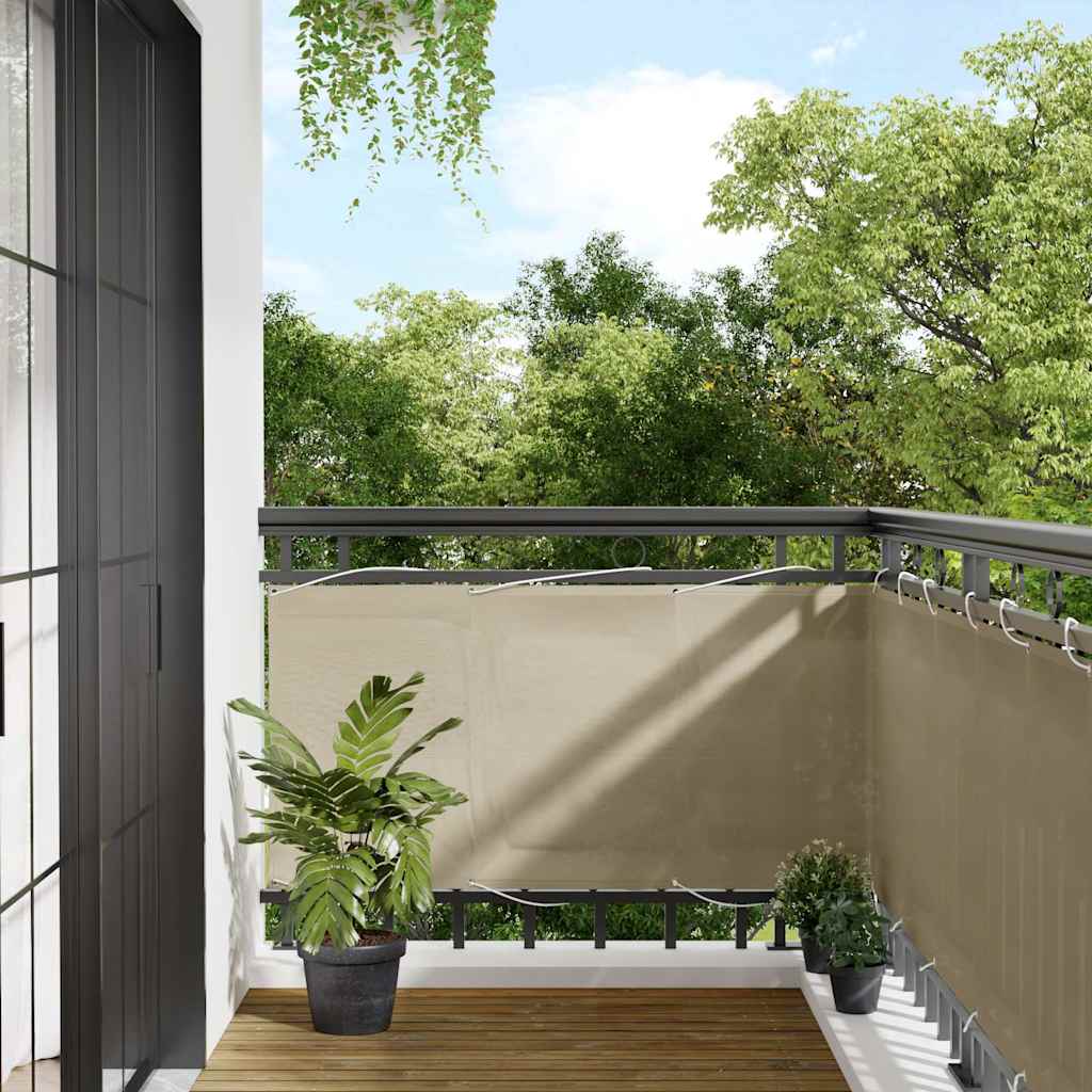 vidaXL Parawan balkonowy, beżowy, 75x800 cm, 100% poliester Oxford