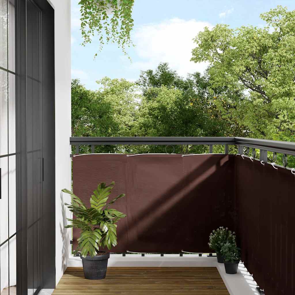 vidaXL Parawan balkonowy, brązowy, 90x800 cm, 100% poliester Oxford