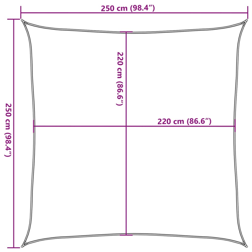 vidaXL Żagiel przeciwsłoneczny, jasnoszary, 2,5x2,5 m, 100% poliester