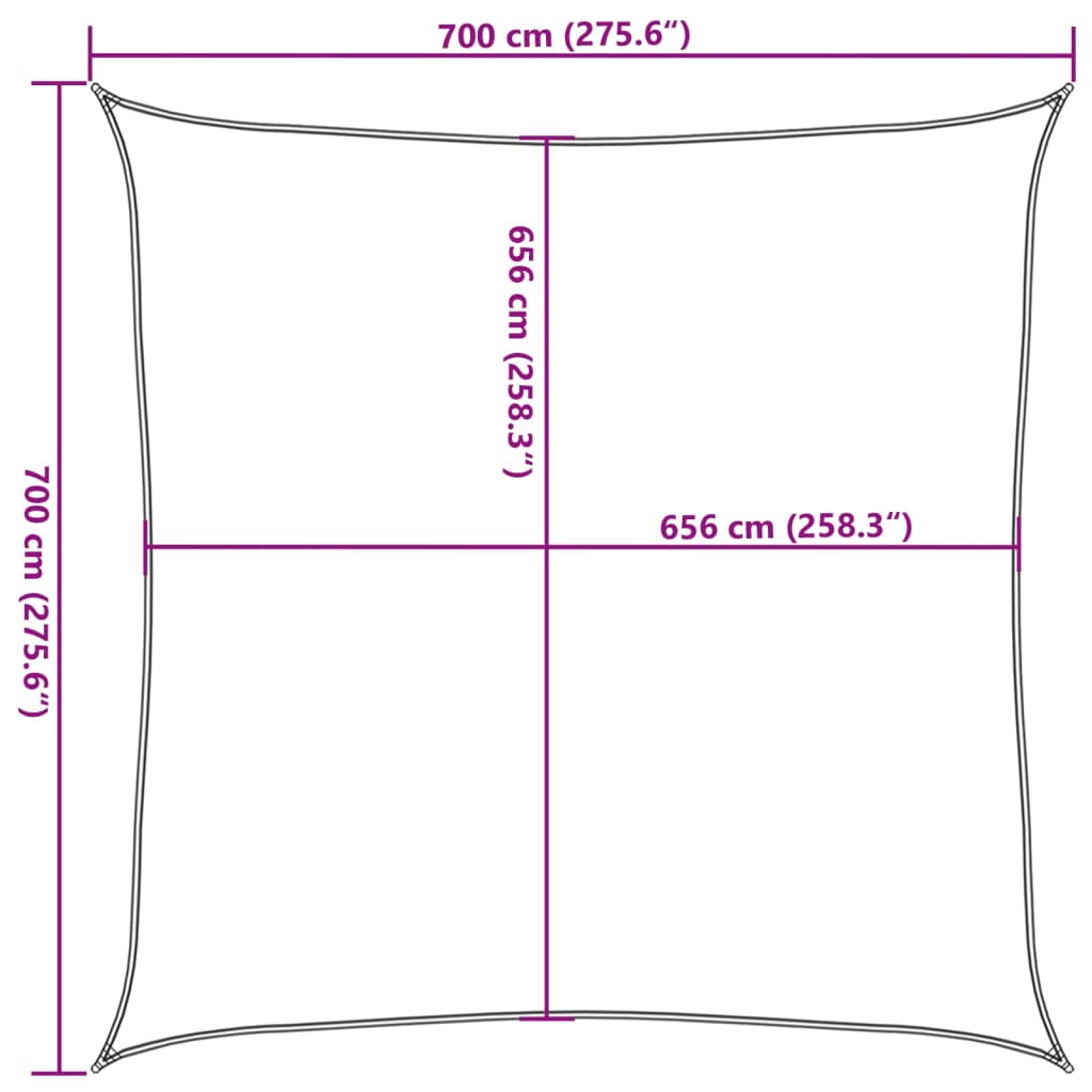 vidaXL Żagiel przeciwsłoneczny, jasnoszary, 7x7 m, 100% poliester