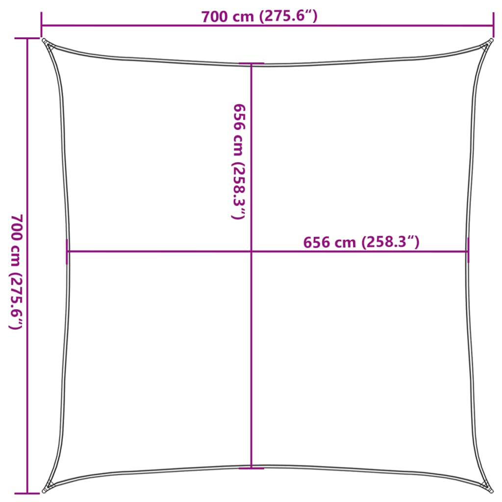 vidaXL Żagiel przeciwsłoneczny, piaskowy, 7x7 m, 100% poliester