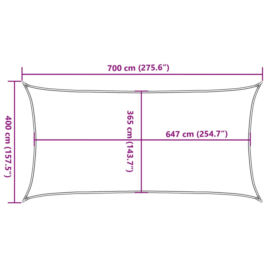vidaXL Żagiel przeciwsłoneczny, piaskowy, 7x4 m, 100% poliester