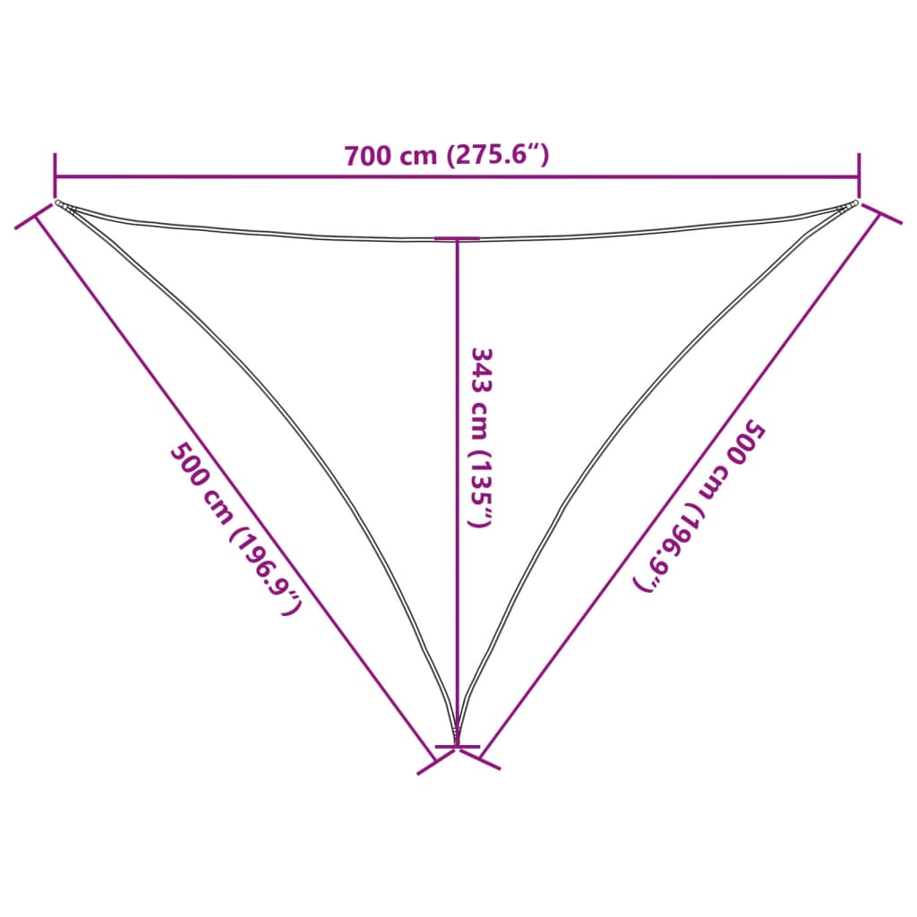 vidaXL Żagiel przeciwsłoneczny, czarny, 7x5x5 m, 100% poliester