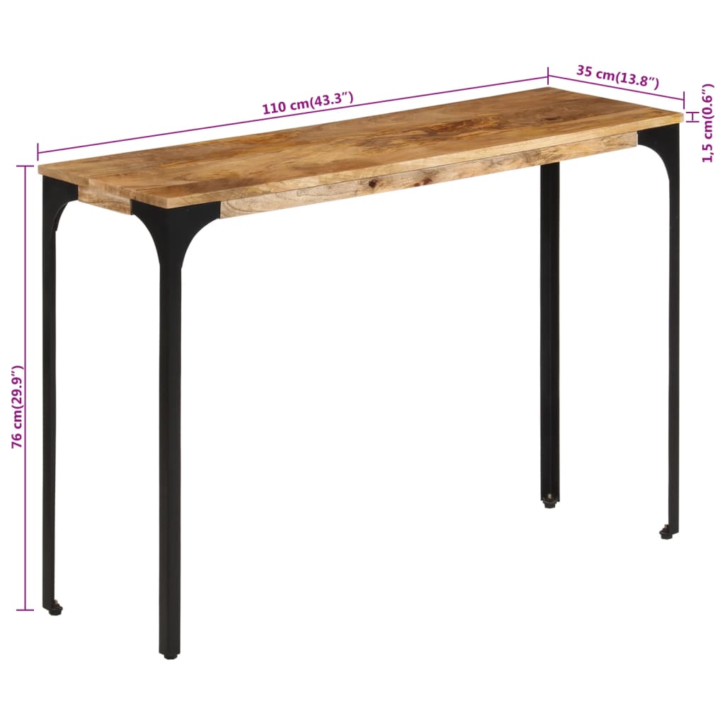 vidaXL Stolik konsolowy, brązowy, 110x35x76 cm, drewno mango i żelazo