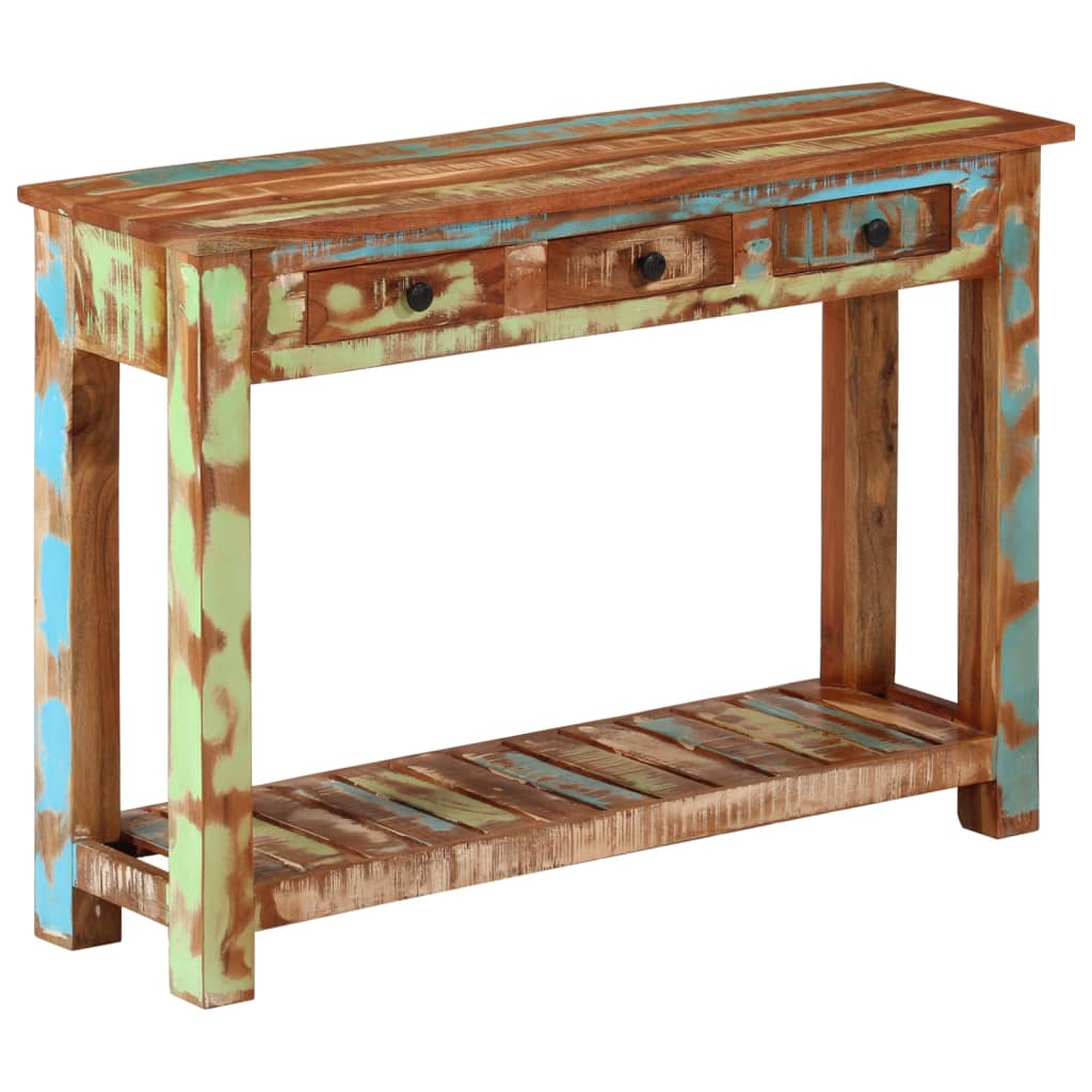 vidaXL Stolik konsolowy, 110x30x76 cm, lite drewno z odzysku