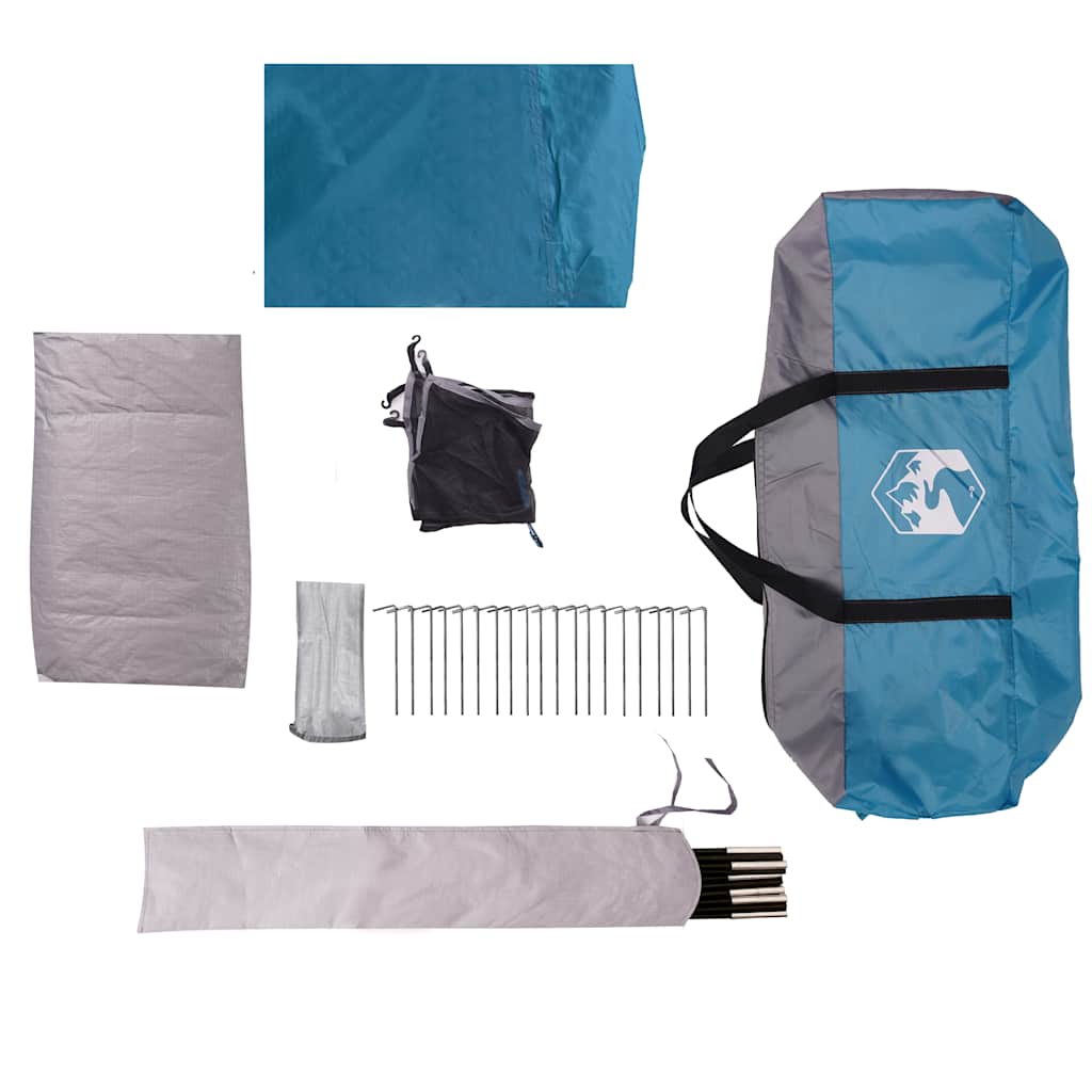 vidaXL Namiot z przedsionkiem, 4-os., niebieski, wodoszczelny