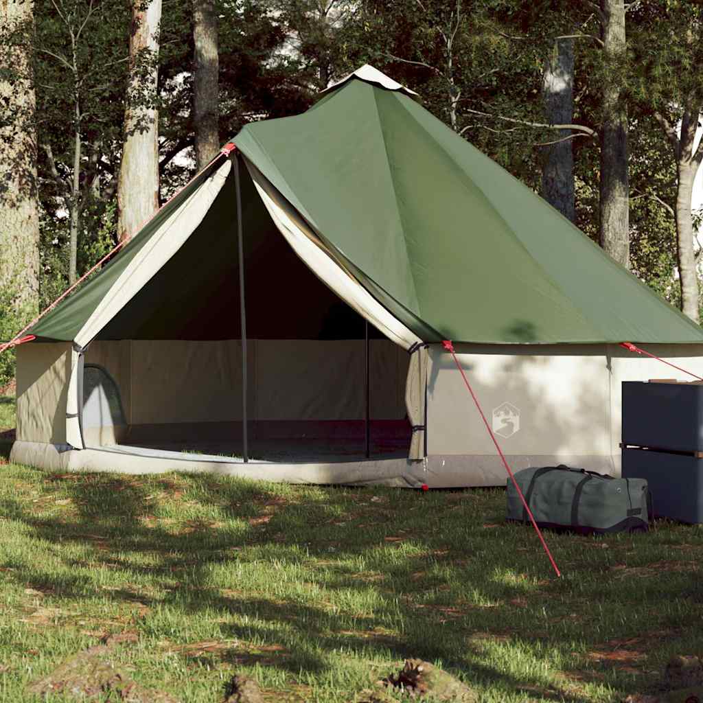 vidaXL Namiot rodzinny tipi, 6-osobowy, zielony, wodoszczelny