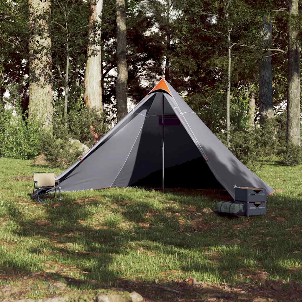 vidaXL Namiot rodzinny tipi, 7-os., szaro-pomarańczowy, wodoszczelny