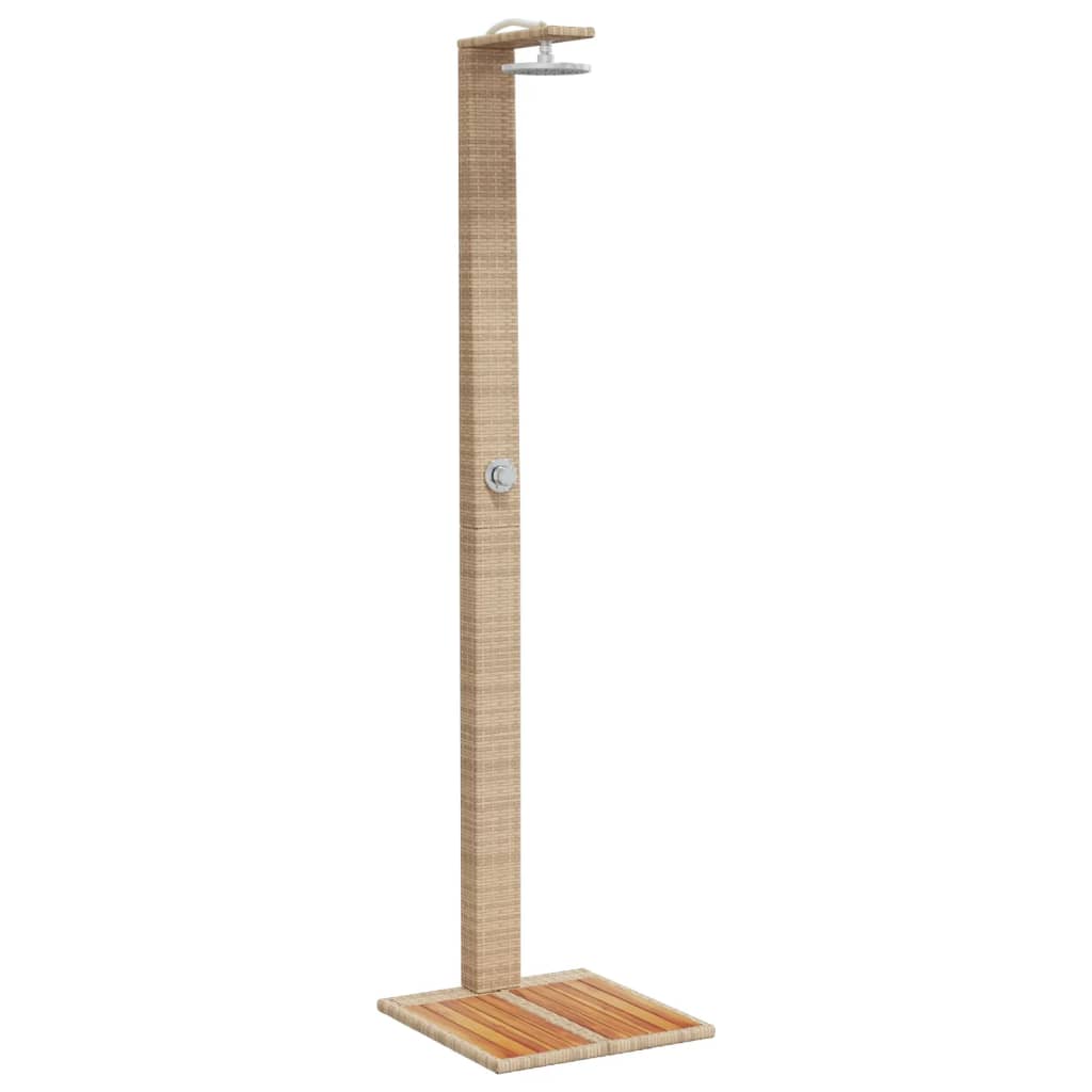 vidaXL Prysznic ogrodowy, beżowy, 50x55x224 cm, polirattan i akacja