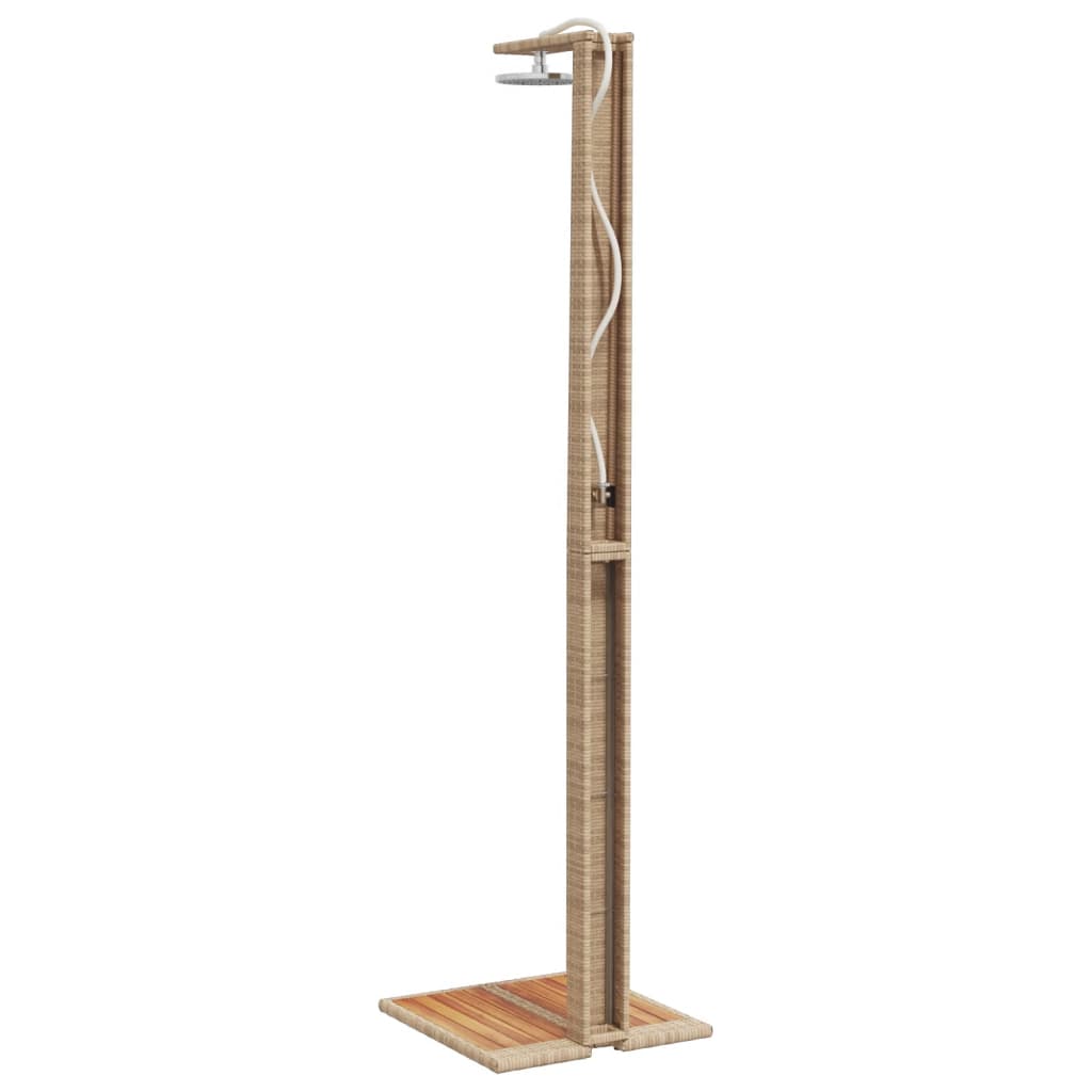 vidaXL Prysznic ogrodowy, beżowy, 50x55x224 cm, polirattan i akacja