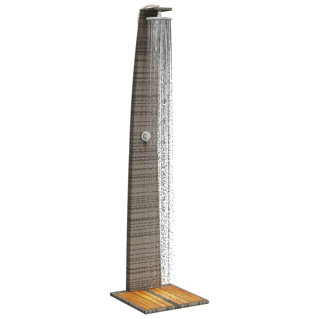 vidaXL Prysznic ogrodowy, szary, 55x60x224 cm, polirattan i akacja