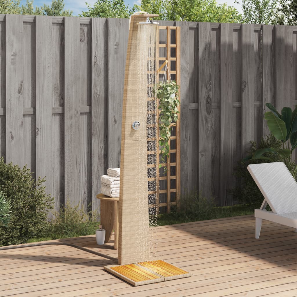 vidaXL Prysznic ogrodowy, beżowy, 55x60x224 cm, polirattan i akacja