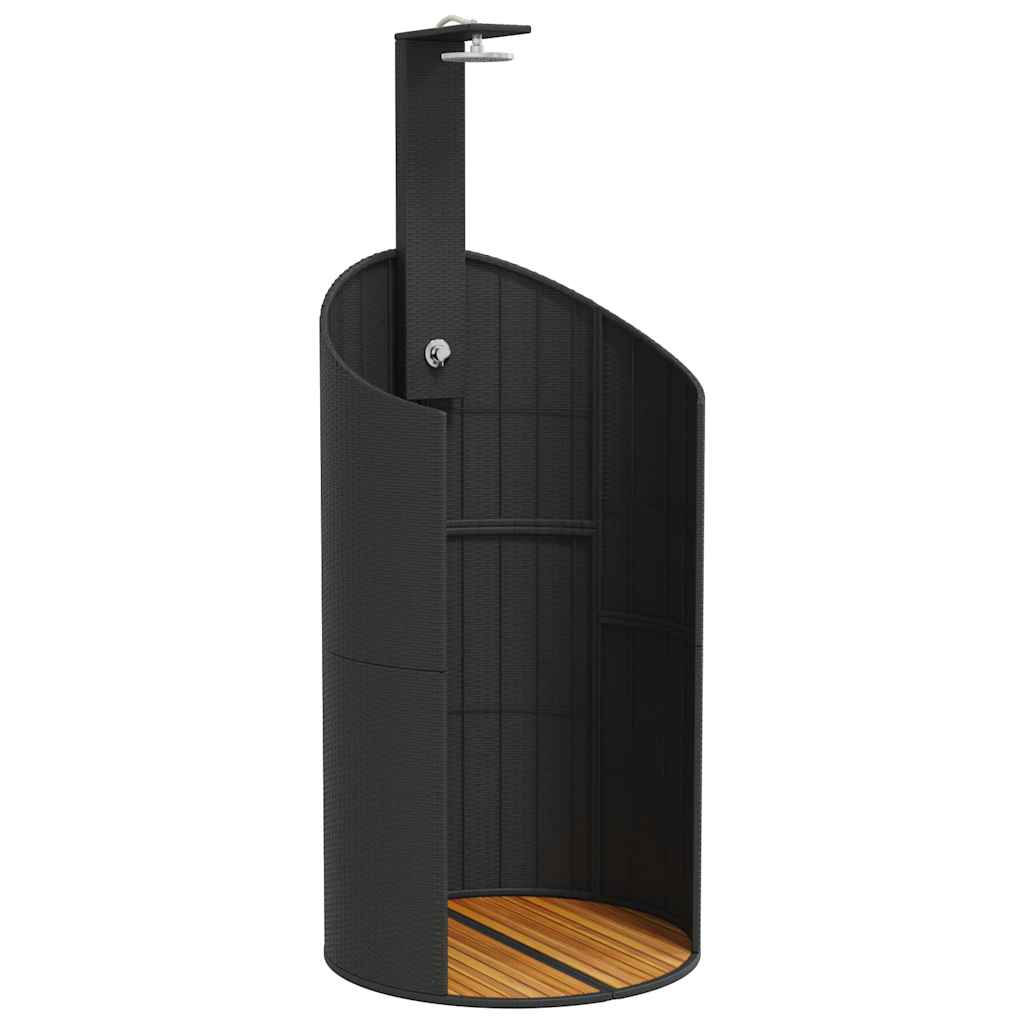 vidaXL Prysznic ogrodowy, czarny, 100x100x241,5cm, polirattan i akacja