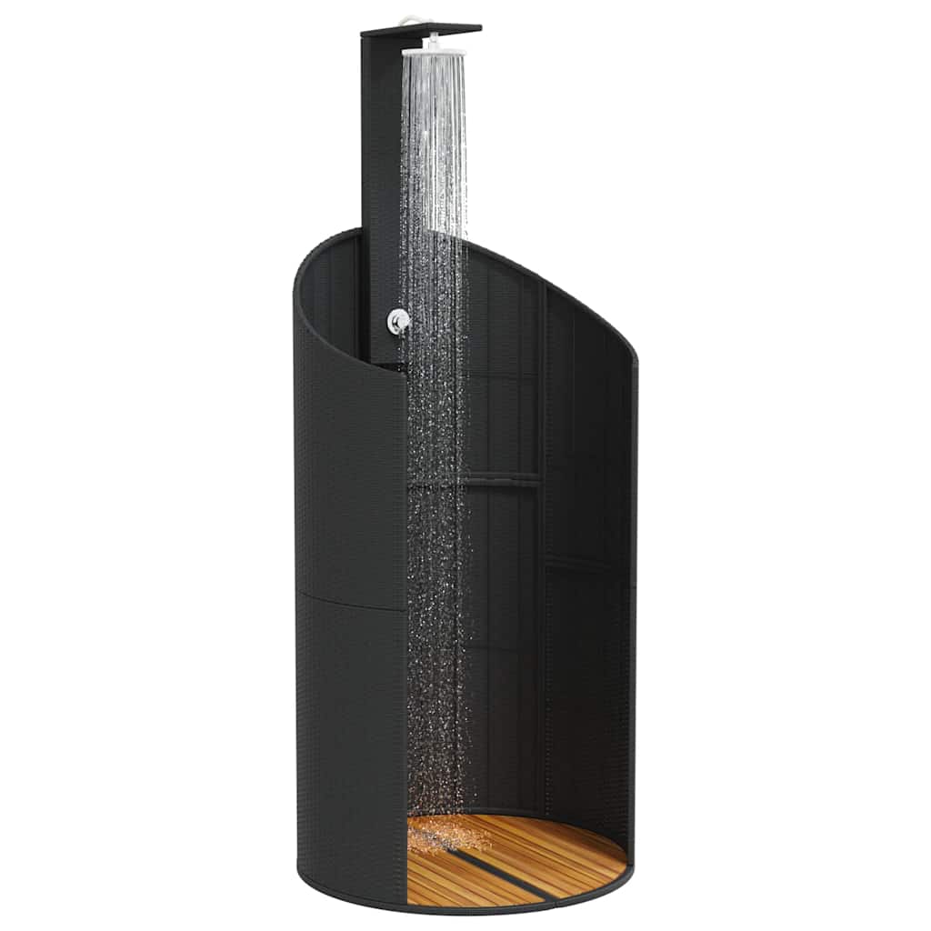 vidaXL Prysznic ogrodowy, czarny, 100x100x241,5cm, polirattan i akacja