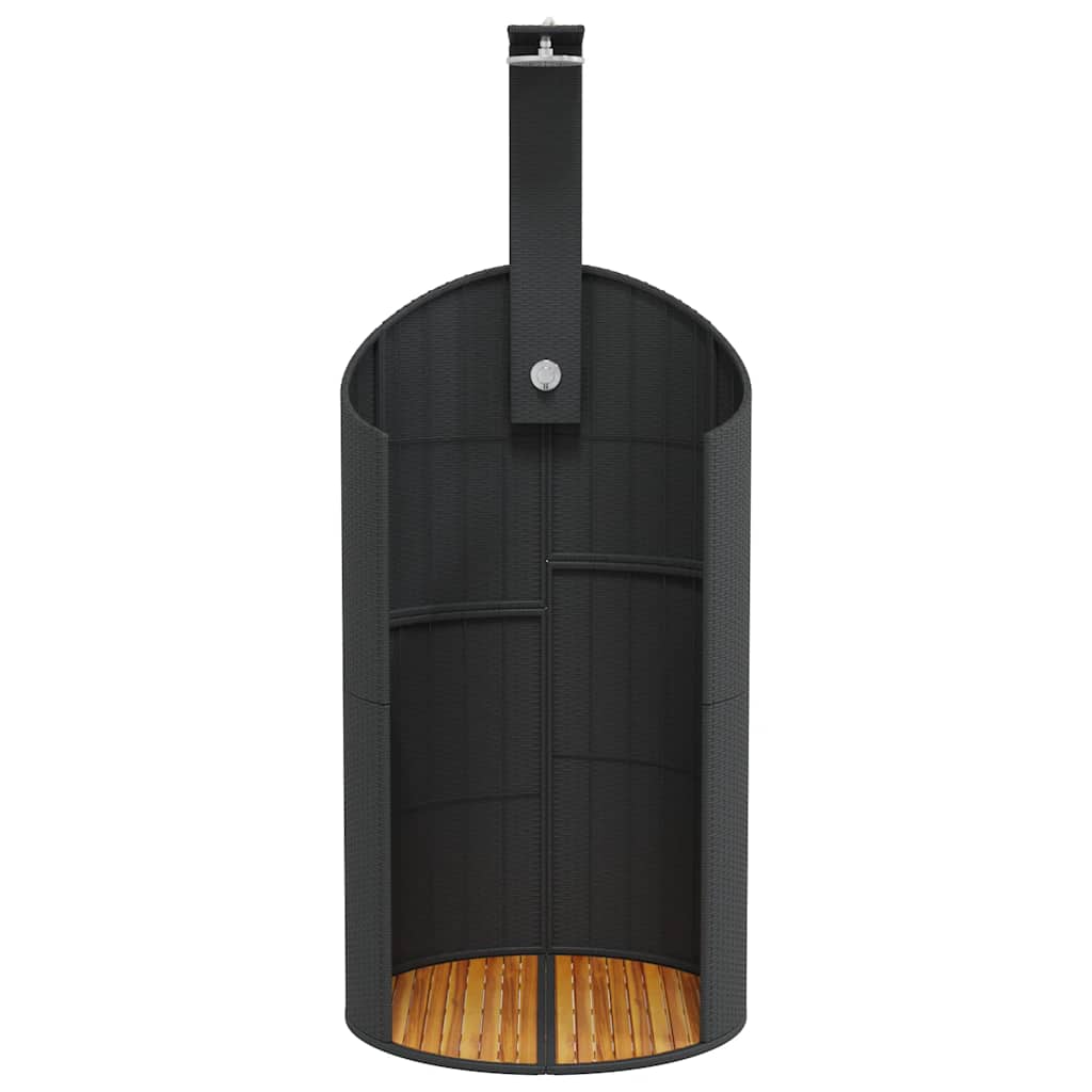 vidaXL Prysznic ogrodowy, czarny, 100x100x241,5cm, polirattan i akacja
