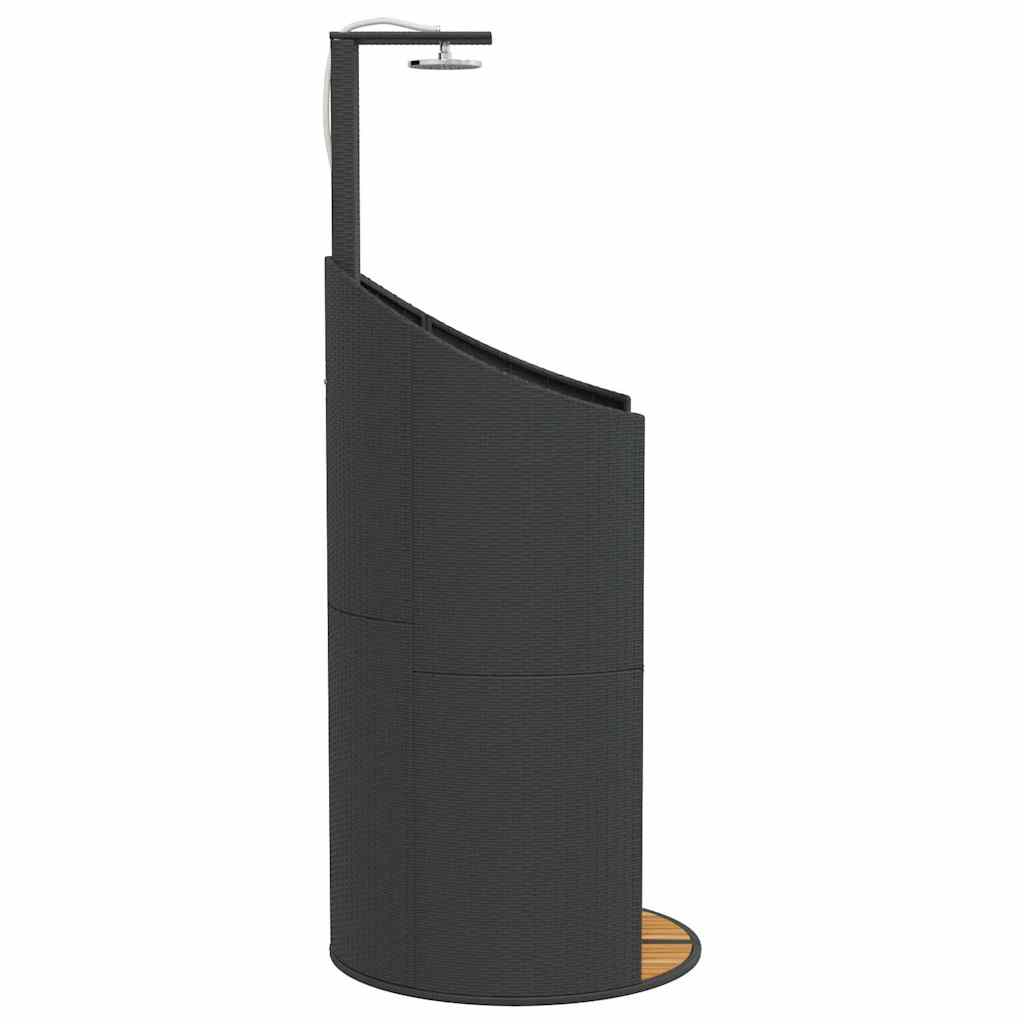 vidaXL Prysznic ogrodowy, czarny, 100x100x241,5cm, polirattan i akacja