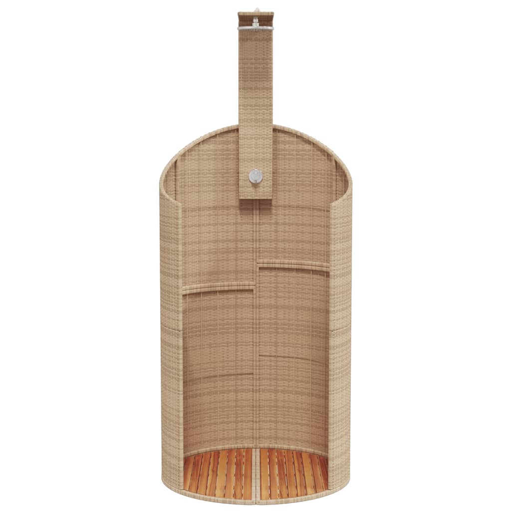 vidaXL Prysznic ogrodowy, beż, 100x100x241,5 cm, polirattan i akacja
