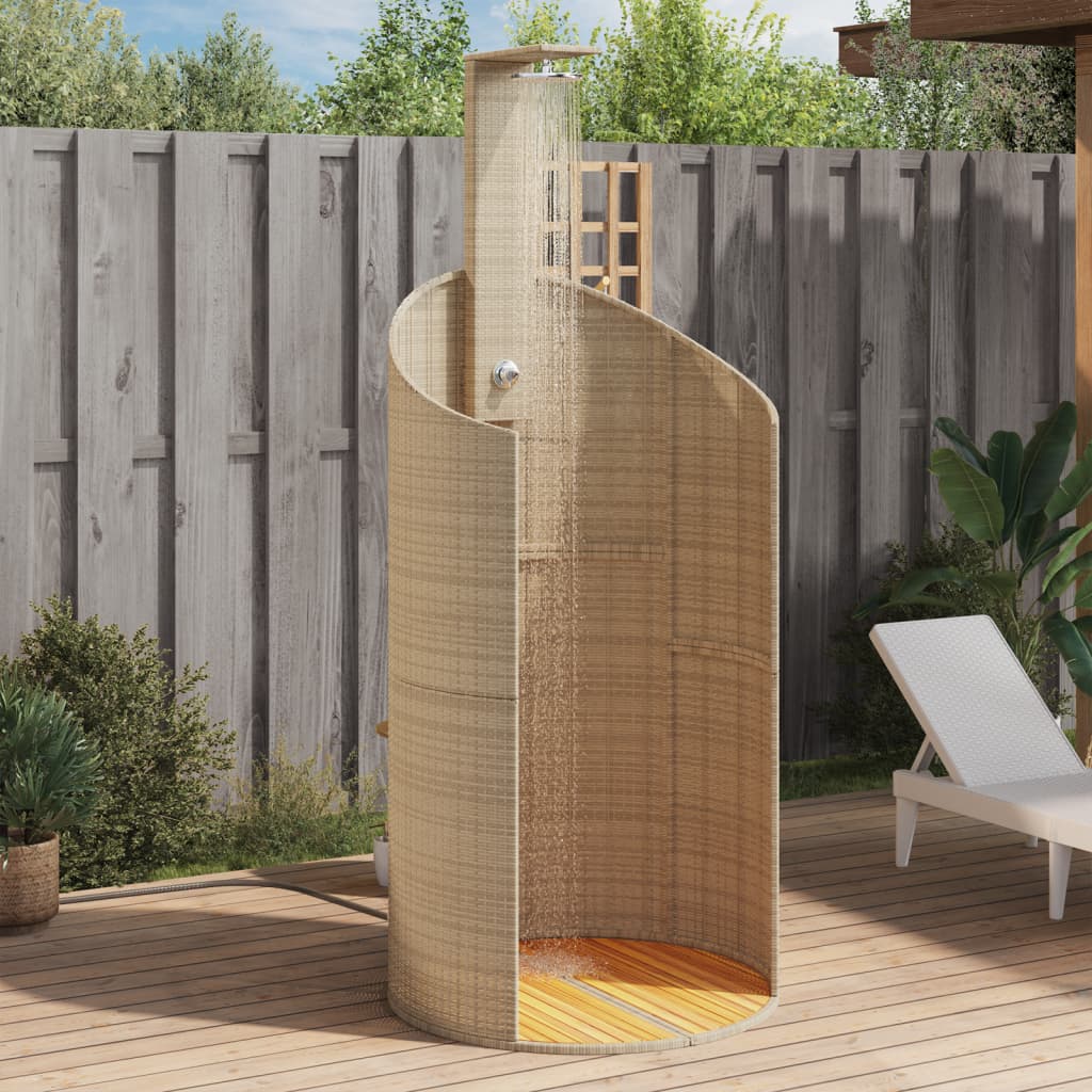 vidaXL Prysznic ogrodowy, beż, 100x100x241,5 cm, polirattan i akacja