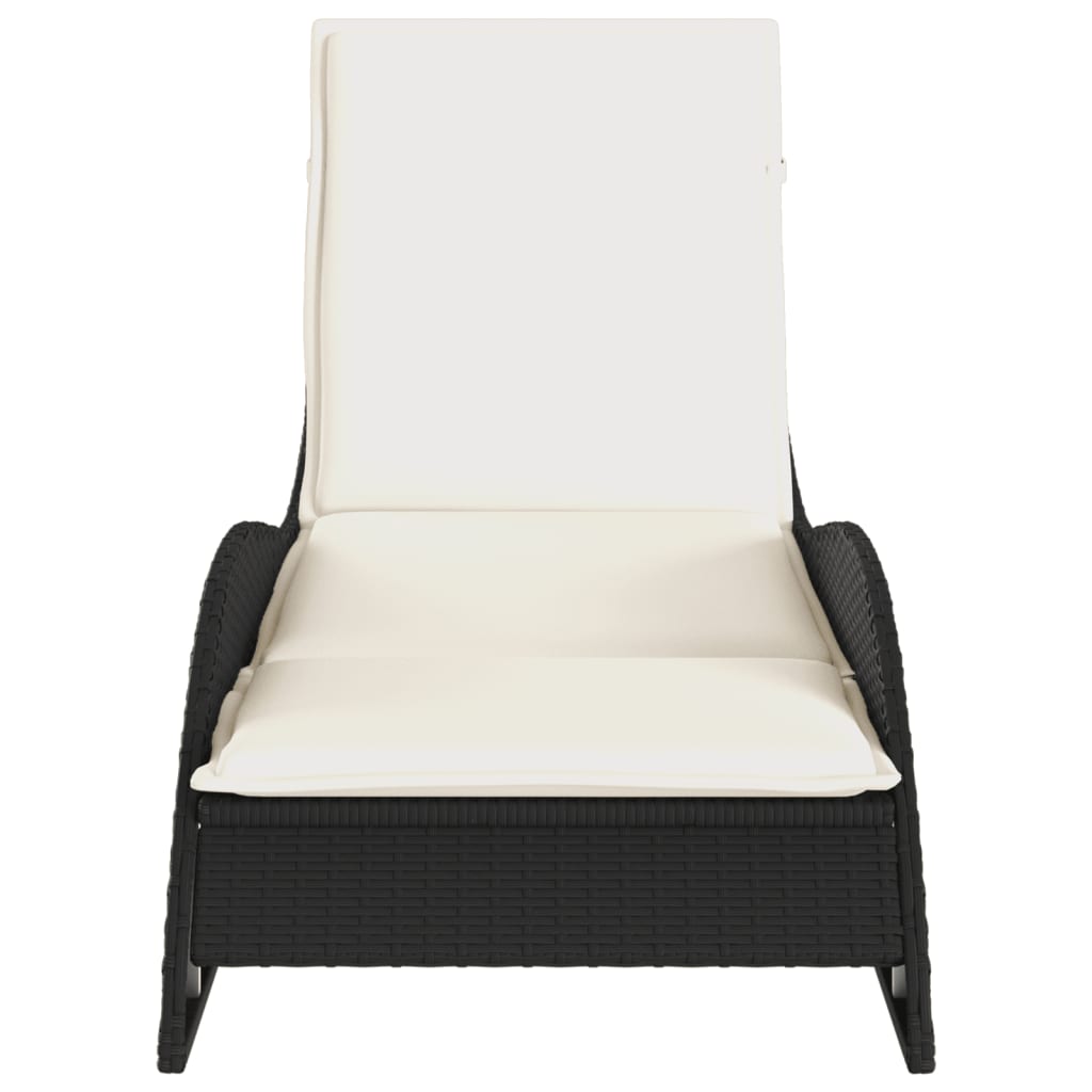 vidaXL Leżanka z poduszką, czarna, 60x205x73 cm, polirattan