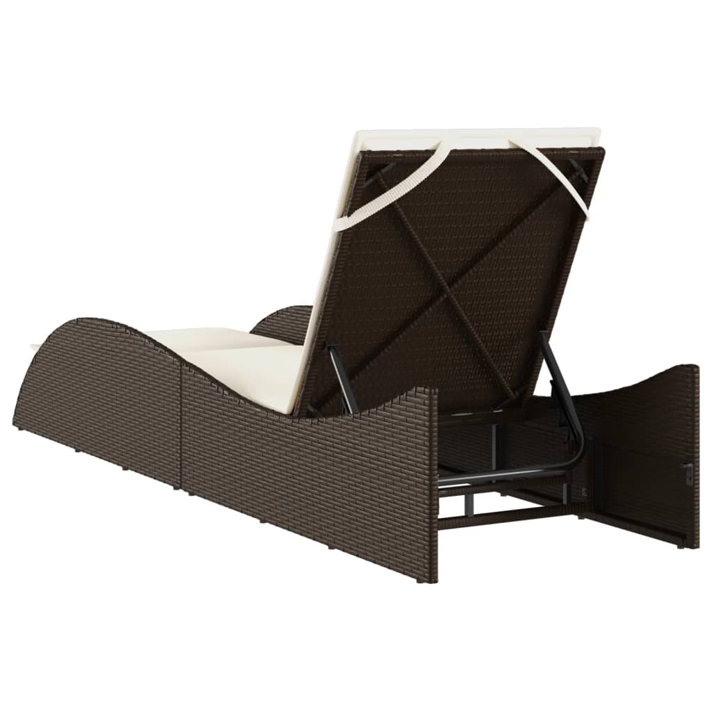 vidaXL Leżanka z poduszką, brązowa, 60x205x73, polirattan
